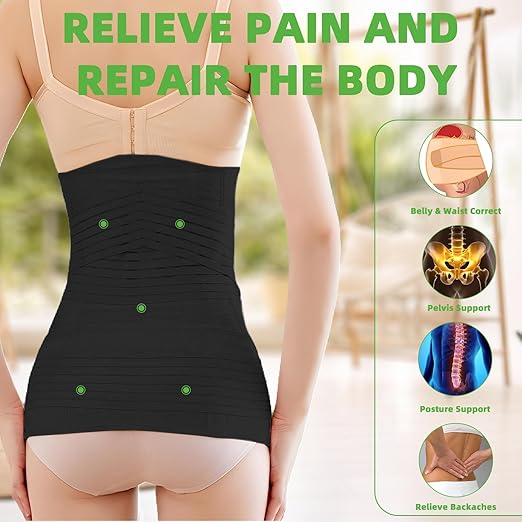 2 in 1 Postpartum Belly Band Wrap Black, C-Section Support Belt XX-Large, Post Partum Support Recovery Waist/Pelvis Belt, Hysterectomy Belly Band Binder Girdle Stomach