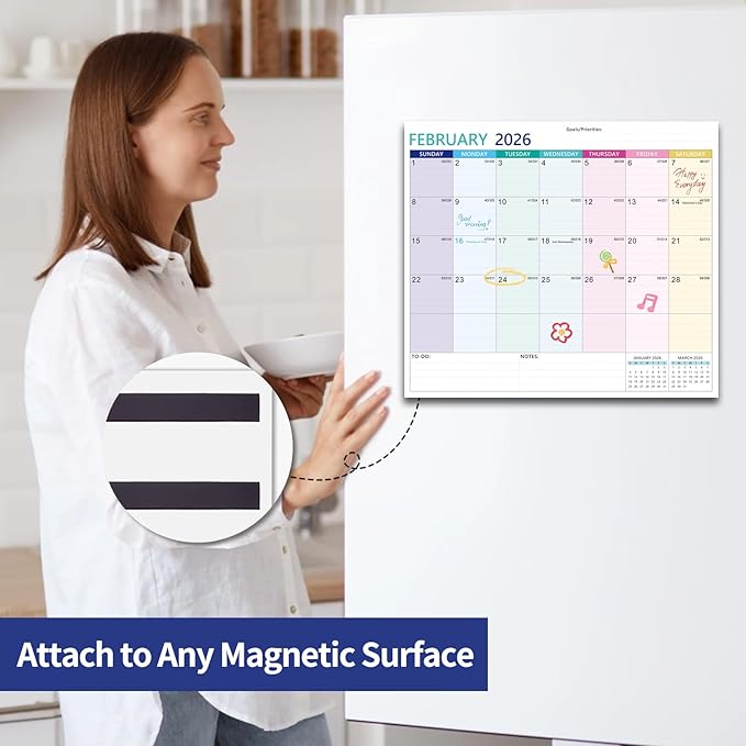 2025-2027 Magnetic Fridge Calendar 21 Monthly Magnetic Calendar for Refrigerator Planner Runs from October 2025 Until June 2027 Easy Organizing Markers Tearable (Multicolor)