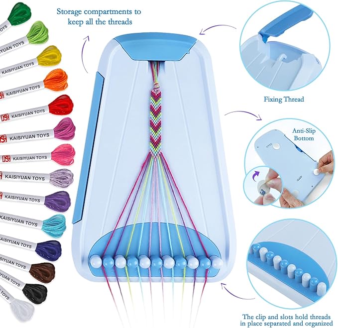 Friendship Bracelet Making Kit for Girls, Arts and Crafts Bracelets String Maker Kit for Kids Ages 8-12 Christmas Birthday Gifts (All Blue)