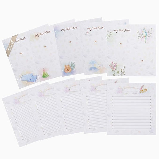 Baby Memory Book Extra Pages for Photos and Notes – Baby Book “Choose Joy” | 10 Additional Paper Sheets for Loose-Leaf Baby Keepsake Photo Album for Newborn Girls Boys | Refill Paper Set