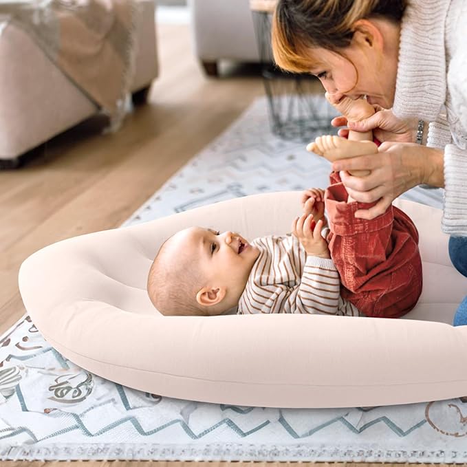Baby Lounger for Newborn: Skin-Friendly & Breathable for 0-12 Months Infant Tummy Time Playtime & Diaper Changes - Portable & Lightweight Cushion for New Parents