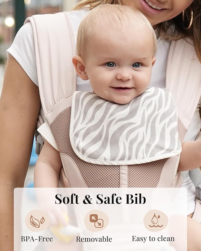 Baby Carrier Pro, MOMTORY Safety-Certified 6-in-1 Ultra Storage Baby Carrier Newborn to Toddler, Front & Back Baby Holder Carrier with Hip Seat, Soft Pink