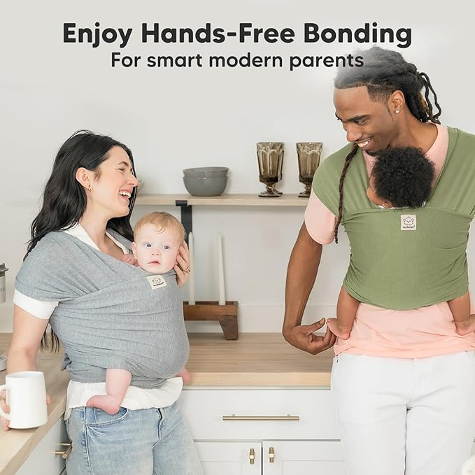 KeaBabies Baby Wrap Carrier - All in 1 Original Baby Carrier Newborn to Toddler Sling, Easy to Wear, Hands Free Bonding, Lightweight, Breathable Infant Wraps (Dusty Olive)