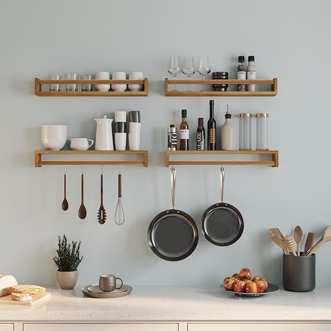 Heimlove 24 Inch Nursery Floating Shelves, Nursery Book Shelves for Wall, Wall Bookshelf for Kids Solid Wood Wall Mounted Shelves for Books,Toys and Decor Storage, Set of 2