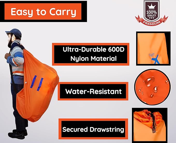 Alnoor USA Gate Check Bag for Single & Double Stroller Travel Bag for Air Plane | Extra Large & Ultra Durable - Includes Padded Shoulder Straps for Comfort & Durability With Pouch – Bonus E-Book