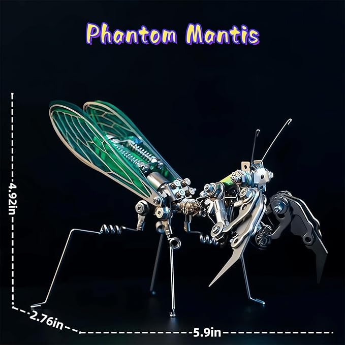 Adult 3D Metal Puzzle, Punk Mantis Metal Model Set，3D Puzzle Mechanical Insect Building Blocks, Fun DIY Assembly, high-end Men's Gifts.