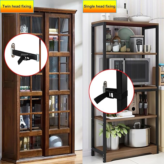 Furniture Anchors for Baby Proofing(2 Sets),Anti Tip Furniture Anchors,Furniture Wall Anchor,Adjustable Furniture Straps,Wall Anchors for Furniture Securing for Baby&Pet Safety