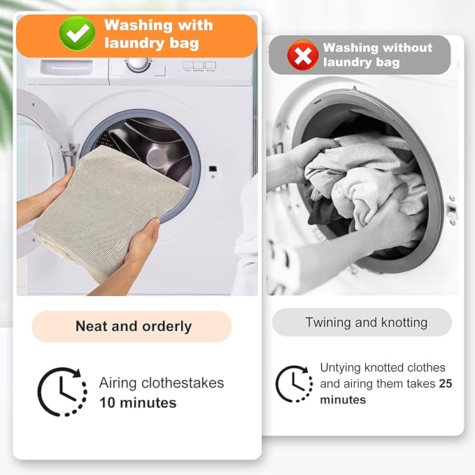 6-Piece Bag, Durable Cotton Mesh Laundry Bag, Sturdy Zipper, Breathable Mesh, Exquisite Laundry Bag for Underwear, Clothes, Pants, Shoes and Socks