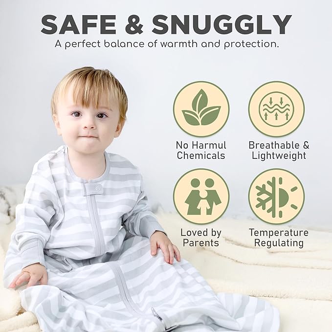 Mama Cheetah Baby Sleep Sack with Sleeves, 0.5 TOG Organic Cotton Wearable Blanket and Two-Way Zipper, Swaddle Transition Long Sleeve Sleeping Bag for Newborn Infant Toddler, 0-6 Months