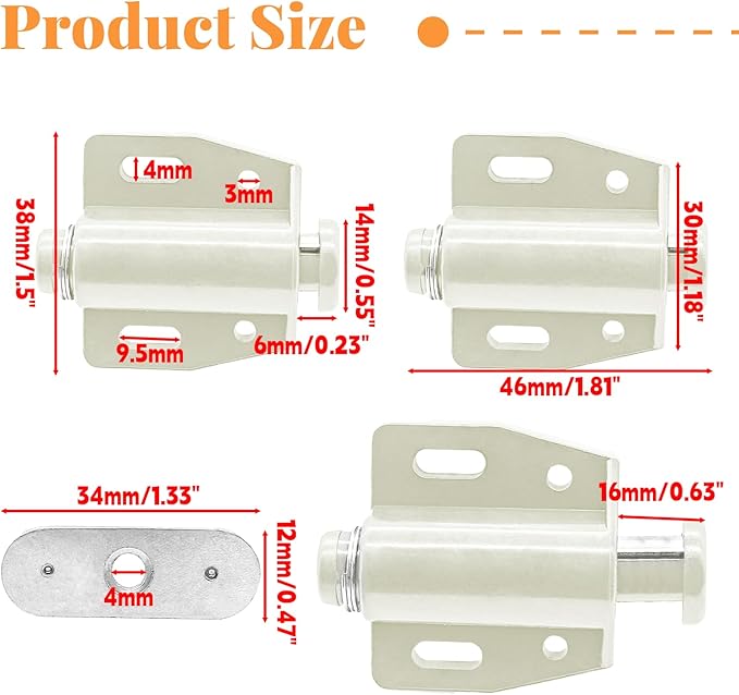 2 Pack Cabinet Magnetic Touch Latch, Push to Open Catches Magnet Push Release Latches Hardware for Kitchen Cabinet Drawer Cupboard Closet Door (White)