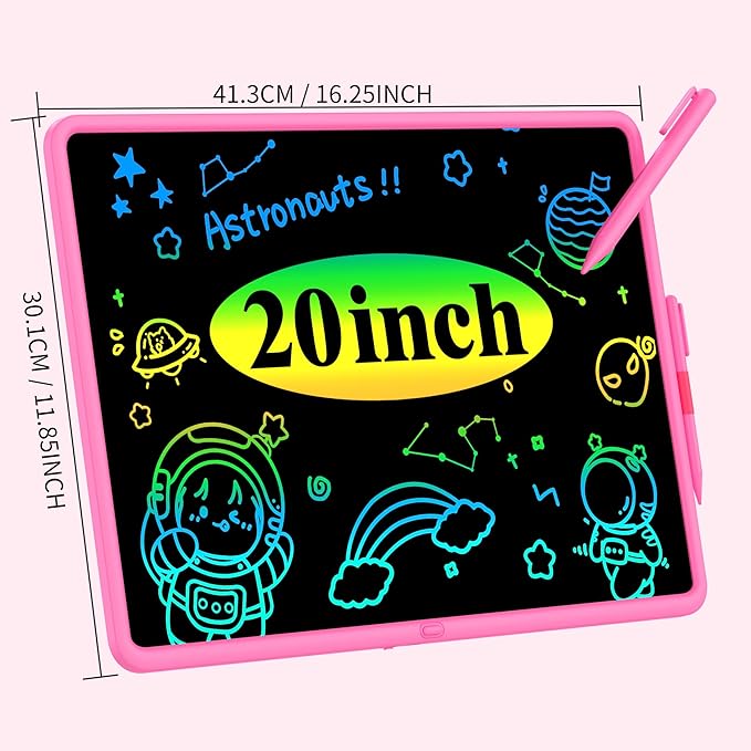 20 Inch LCD Writing Tablet for Kids, Children's Art Toys, Educational and Learning Drawing Kits, Birthday and Christmas Gifts for Boys and Girs Aged 3-12+, Pink