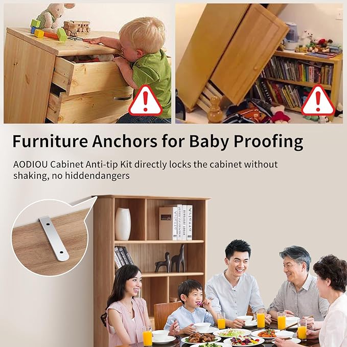 furniture anchors wall safety straps: Anti-Tip Anchor Kit Secure dresser Falling Earthquake Strap for Baby 2 Pack