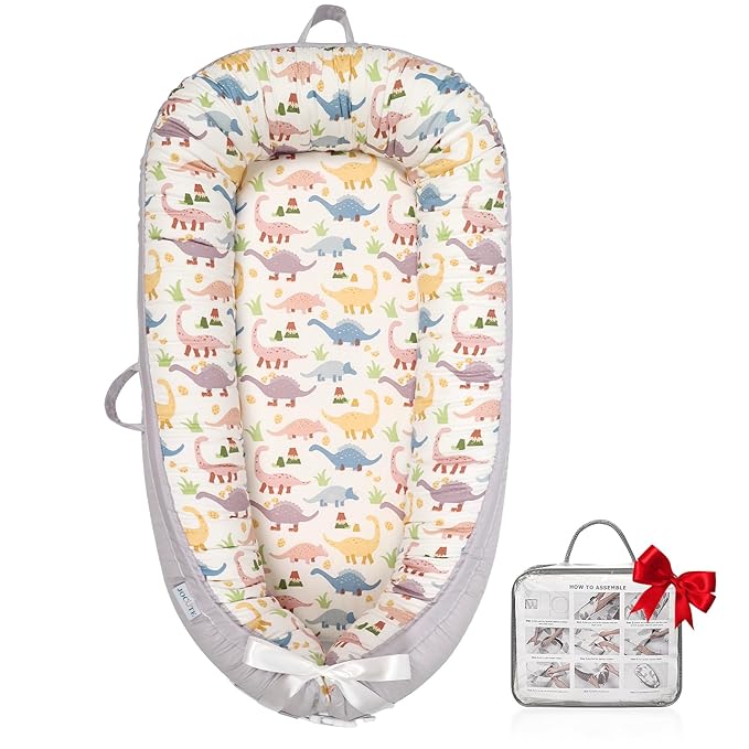 Baby Lounger | Organic Cotton Infant Lounger | Reversible, Adjustable & Portable Floor Lounger | Soft, Breathable, Washable Cover