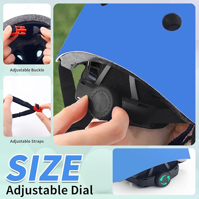 Adjustable Kids Bike Helmet with Knee & Elbow Pads Set, Color Gradient Design for Boys and Girls Aged 3-14+, for Skateboarding, Scooter, Roller & Inline Skating, Longboard
