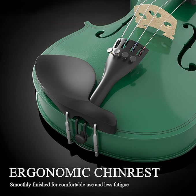 4/4 Beginner Violin Kit for Adults, Complete Full Size Violin Set with Portable Case, Bow, Rosin, Green