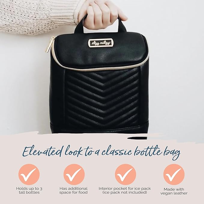 Itzy Ritzy Insulated Bottle Bag – Keeps Bottles Warm or Cool - Holds 3 Bottles and Features Interior Pocket For Ice Pack (Not Included), Jetsetter