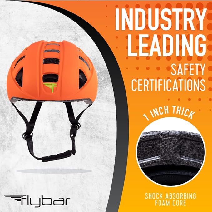 Flybar Kids Bike Helmet - Dual Certified Adjustable Dial, Lightweight Skateboard Helmet, Roller Skating, Pogo, Electric Scooter, Snowboard, Youth and Toddler Helmet, Boys & Girls 3-14