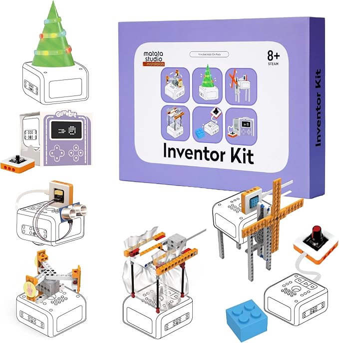 Inventor Kit for VinciBot Coding Robot, Electronic STEM Kit with programmable Module to Learn Programmable Electronic Projects for School Classroom Kids Ages 8+