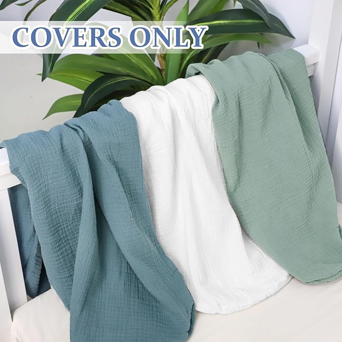 Hooyax Muslin Baby Lounger Cover Soft Organic Cotton Slipcover Fits Newborn Lounger for Baby Boys and Girls (White)