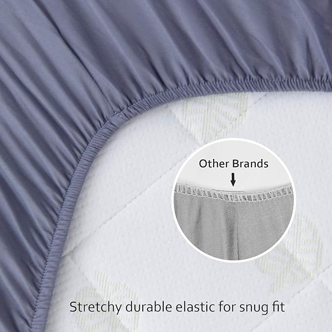 4-Pack Fitted Mini Crib Sheets for Boys and Girls - Breathable, Soft Microfiber Baby Sheets in Grey, Navy and White