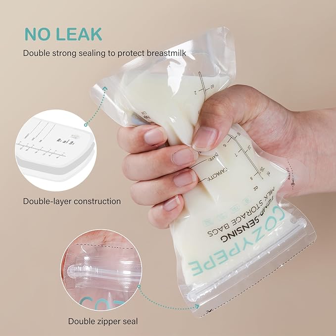 200 Pcs Breastmilk Storage Bags, 8oz Breast Milk Storing Bag with Pour Spout, Temperature-Sensing Color Change Milk Bag for Convenient Breastfeeding, No Leak Presterilized for Freezer
