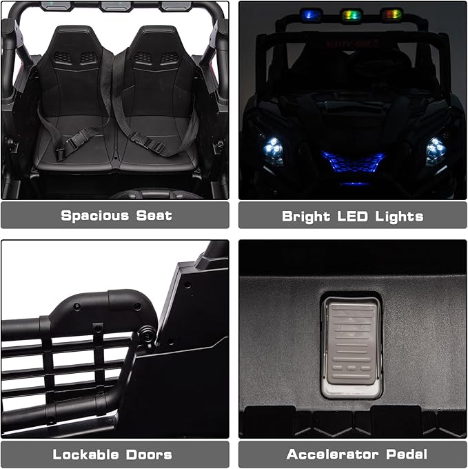 2 Seater 24V Kid Toy Car with Remote Control 4WD Electric Vehicles Battery Powered Toy Car,Ride on Car for 3+ Years Kids Ride On Toy(Black)