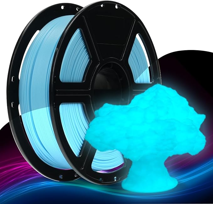 FLASHFORGE Rapid PLA Filament 1.75mm Luminous Blue, 500mm/s High Speed Printing, Glow in The Dark 3D Printer Filament 1kg Spool, Dimensional Accuracy +/- 0.02mm, Brilliant, Long-Lasting Glow