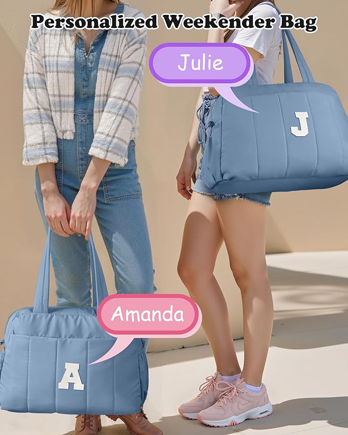 Initial Duffle Bag, Yoga Bags for Women，Overnight Bag with Wet Pocket，Lightweight Work Bags Personalized Gym Tote with Makeup Pouch-Daughter Gift from Grandma