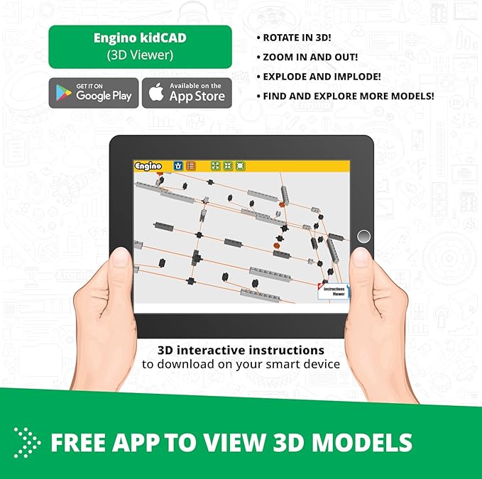 Engino- STEM Toys, Mechanics Gears & Worm Drives, BuildingToys for Kids 9+, Engineering Kit, Educational Set, Gifts for Boys & Girls, STEM Projects, Fun Activities for Kids (12 Model Options)