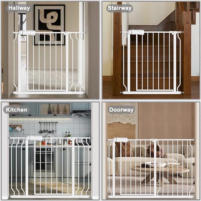 Fairy Baby Extra Wide Baby Gates 71.7-76.3 Inch, Auto Close Child Safety Gates for Stairs Banister Doorways Hallway,Indoor Safety Child Gates for Kids or Pets