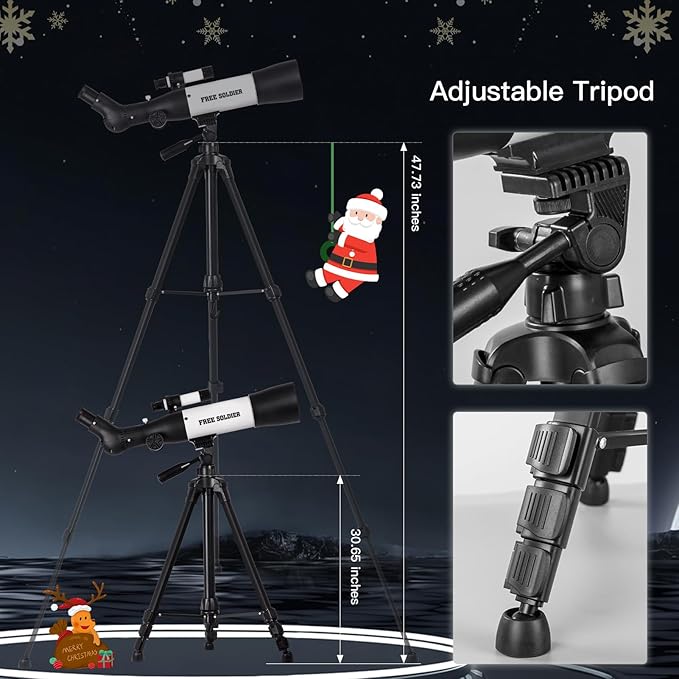 FREE SOLDIER Telescope 70mm Aperture 500mm Refractor Telescope for Adults High Powered - Professional Astronomical Refracting Telescope for Adults Beginners with Phone Adapter and Carry Bag White