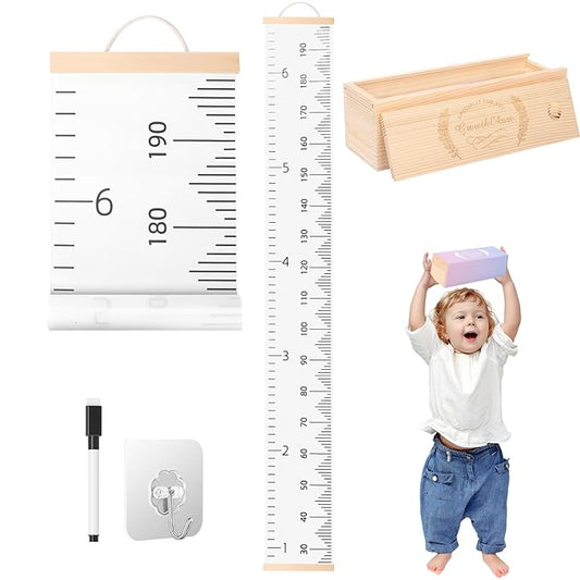 Height Chart for Kids Growth Chart for Wall Kids Height Wall Chart Kids Growth Chart Wall with Keepsake Box Height Measurement Wall Ruler Baby to Child Growth Tracker Neutral Nursery Wall Decor