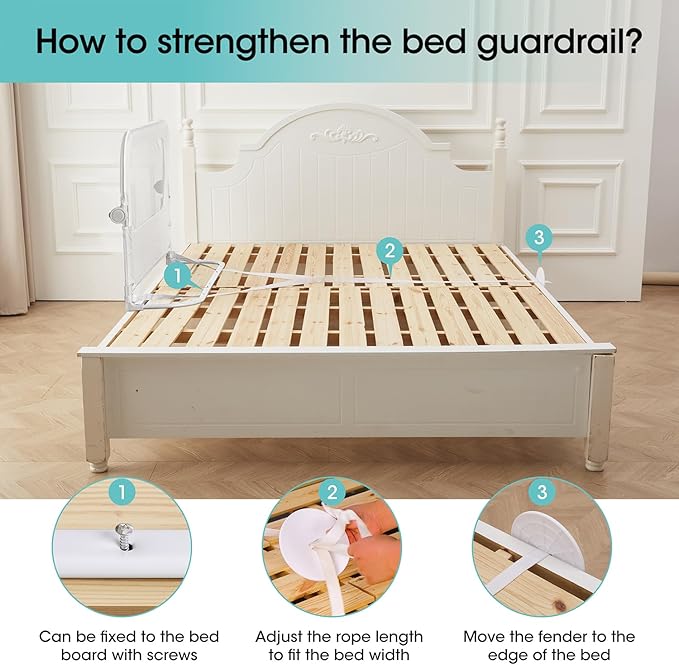 Baby Bed Rail Guard for Toddlers -46" Toddler Bed Rails for Twin, Full, Queen, King Bunk Size Bed Swing Down Bedrail Extral Tall Child Safety Side Railing Guards for Kids