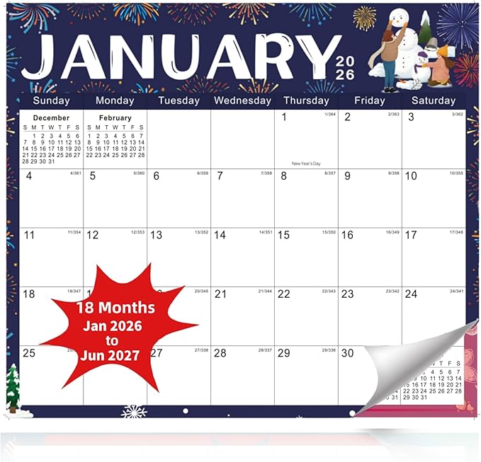 2026 Magnetic Fridge Calendar 18 Monthly Magnetic Calendar for Refrigerator 2026 Wall Calendar Planner Runs from January 2026 Until June 2027 Easy Organizing Markers Tearable (Festive)