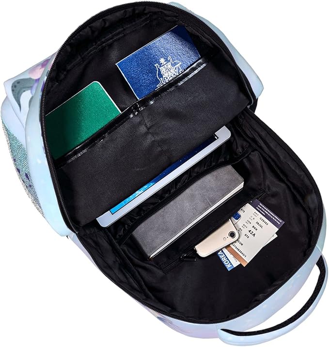 Girls Mermaid Backpack, Girl's Dreamy Underwater World School Bag with Jellyfish & Starfish Prints, Kawaii Lightweight Bookbag for Girls Boys Age 5-12, Ideal for School Travel Outdoor Hiking