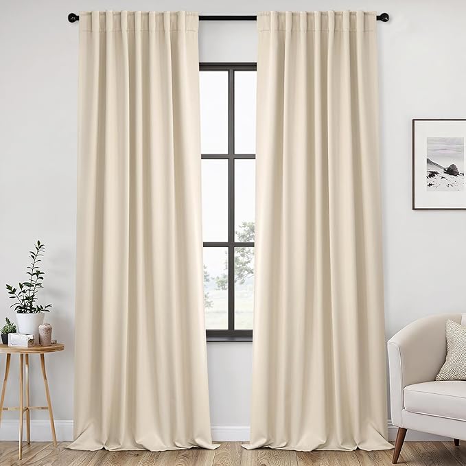 ANRODUO 120 Inch Room Darkening Curtains Extra Long Sage Green Light Blocking Curtains 2 Panels Set Thermal Insulated Blackout Drapes with Hooks, Rings, Clips 52x120