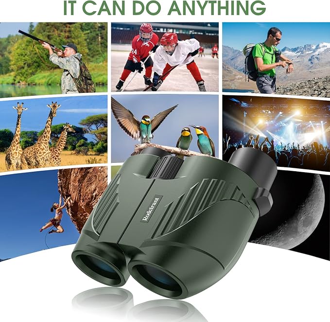 20X25 Compact Binoculars for Adults and Kids,Large Eyepiece Waterproof Binocular，Easy Focus Small Binoculars for Bird Watching,Hiking and Concert, Green