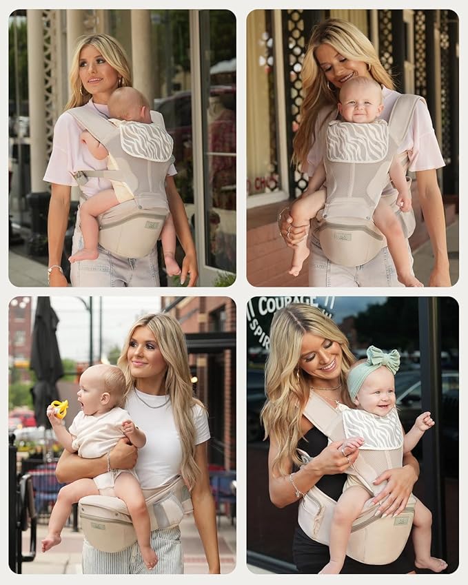 Baby Carrier Pro, MOMTORY Safety-Certified 6-in-1 Ultra Storage Baby Carrier Newborn to Toddler, Detachable Baby Holder Carrier with Hip Seat, Ergonomic Cozy Baby Body Carrier for 7-50lbs, Khaki