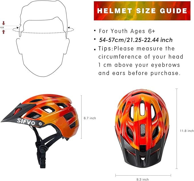 Kids Bike Helmet, SIFVO Kids Helmet 8+ Boys and Girls Bike Helmet with Cool Visor, Bike Helmets for Kids, Youth Bike Helmet Kids Mountain Bike Helmet Lightweight and Sturdy【55-58cm】