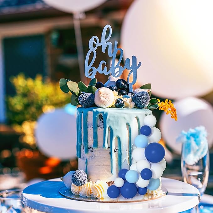 75 Pieces Cake Balls Topper Decorations Foam Cupcake Topper Mini Balloon Cake Topper Balls Cake Picks for Cake Deco Birthday Party Wedding（Royal Blue, Light Blue, White）