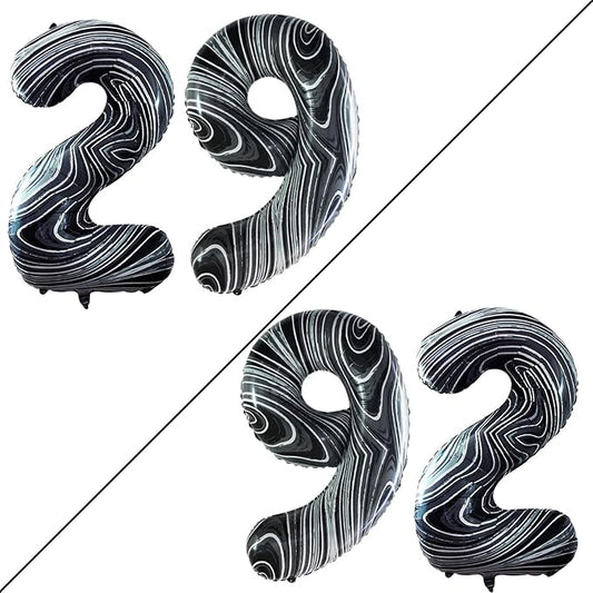 GOER Number 29 Balloons for 29th Birthday Party Decorations,42 Inch Jumbo Foil Helium 92 Balloons for 92nd Birthday Party Decoration (Marble Black)