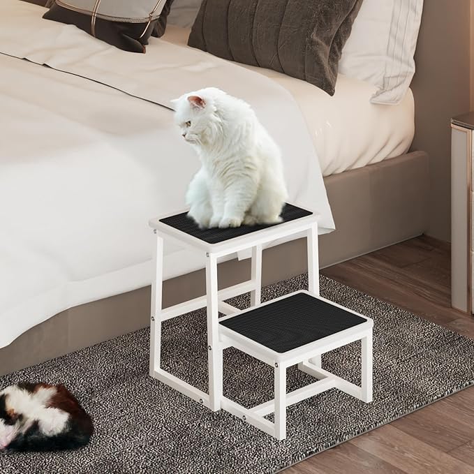 2 Step Stools for Adults Kids, Anti-Slip Sturdy Wooden Foot Stools with 500 Lbs Capacity for High Beds,Closet, Bathroom,Kitchen, Potty Training