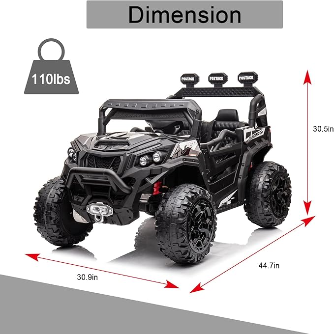 4x4 Kids Ride On Car with Remote Control, 24V Battery Powered Ride On Truck 4WD/2WD Switchable Electric Car for Kids Ride On UTV for Boys with Car Key LED Lights Music, Black…