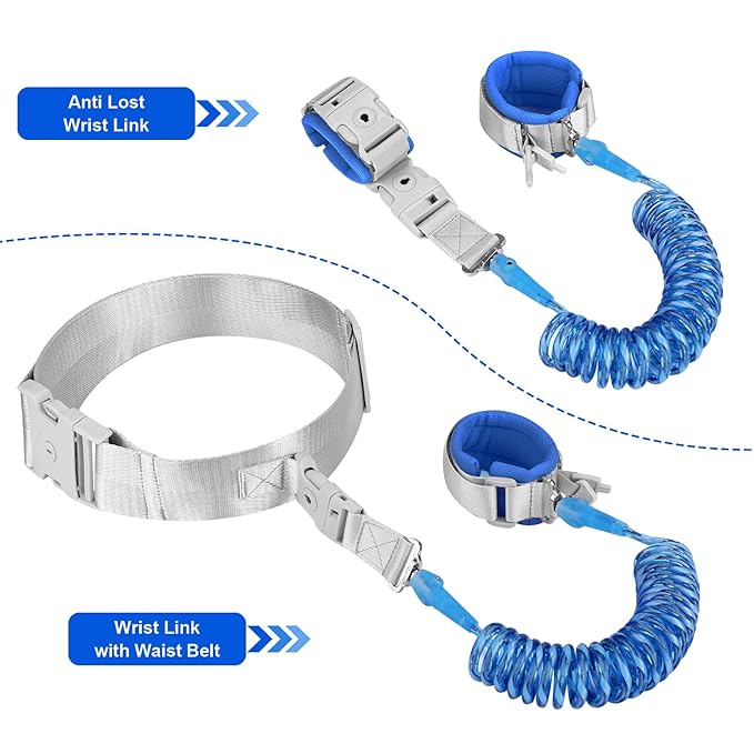 Accmor Toddler Leash with Reflective Baby Anti Lost Wrist Link, 2 in 1 Kids Walking Harnesses Belt Leashes with Key Lock for Boys Age 1-4, Keep Child Close Wristband Rope Tether for Outdoor Travel