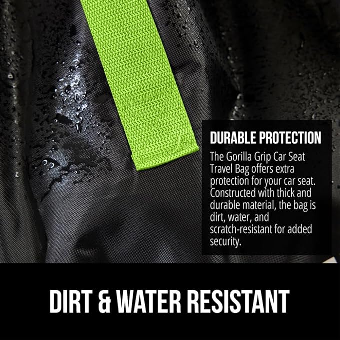 GORILLA GRIP Car Seat Travel Bag for Airplane Gate Check, Easy Carry Backpack Bags Cover Carseats, Infant Baby Carriers and Toddler Booster Seats for Airport, Child Air Travels Essential, Fluorescent