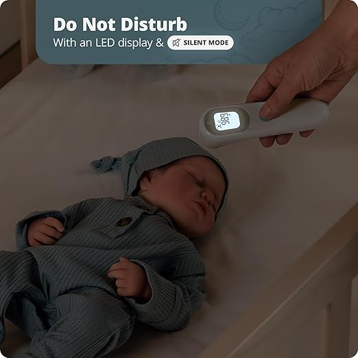 Greater Goods No-Touch Infrared Digital Thermometer for Adults, Kids, and Babies, Forehead Thermometer with Ergonomic Grip, Fever Alarm, White