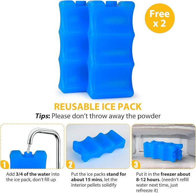 Accmor Breastmilk Cooler Bag with Ice Pack, Breast Pump Bag with Cooler Fits 6 Bottles, Double Layer Breast Milk Cooler Travel Bag for Nursing Mom Daycare, Work, Travel