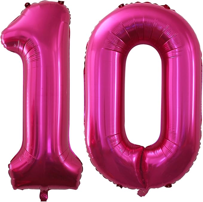GOER Number 10 Balloons for 10th Birthday Party Decorations,42 Inch Jumbo Foil Helium Balloons for 10th Anniversary (Bright Peach)
