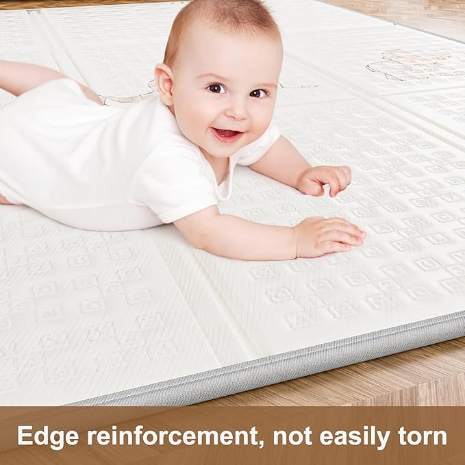 79x71 Baby Play Mat Foldable, Extra Large Foam Play Mat Tummy Time and Crawling Mat, Waterproof & Anti-Slip Reversible Portable Baby Floor Mat for Infant, Toddler