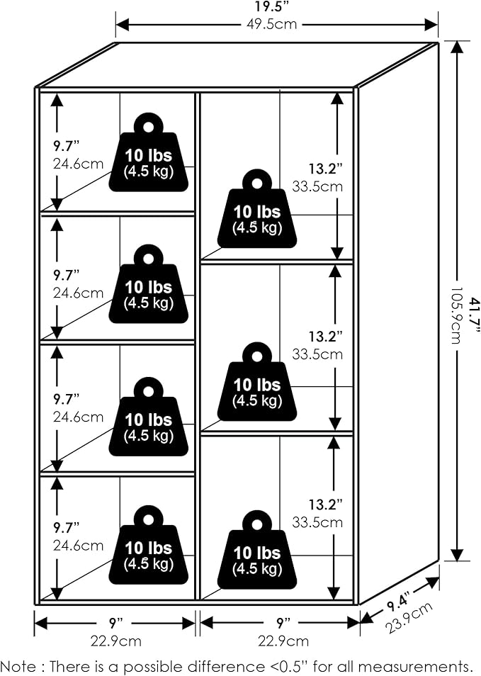 Furinno Luder 7-Cube Open Shelf Bookcase, Bookshelf, Amber Pine